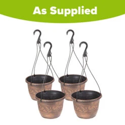 Set Of 4 'Acorn' Hanging Baskets 25cm (10in) Copper-Tone 5 Set Of 4 'Acorn' Hanging Baskets 25cm (10in) Copper-Tone -Garden Centre Store 130363 2