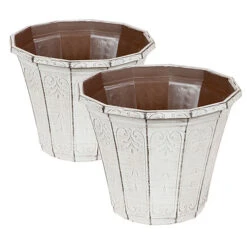 Set Of 4 'Callista' Round Planters And Baskets 25-30cm (10-12in) Vintage Rust -Garden Centre Store 130367 2
