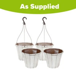 Set Of 4 'Callista' Round Planters And Baskets 25-30cm (10-12in) Vintage Rust -Garden Centre Store 130367 3