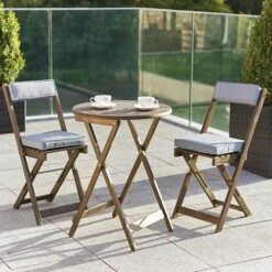 Raffles Bistro Set With Cushions - Grey