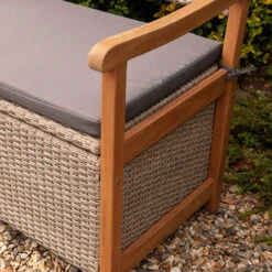Alderley Rattan Storage Bench - Natural -Garden Centre Store 161355 2