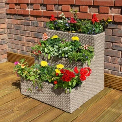 Tiered Rattan Planter In Natural 5 Tiered Rattan Planter In Natural -Garden Centre Store 161443 2
