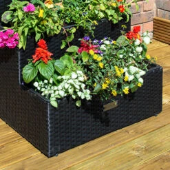 Tiered Rattan Planter In Black -Garden Centre Store 161444 2